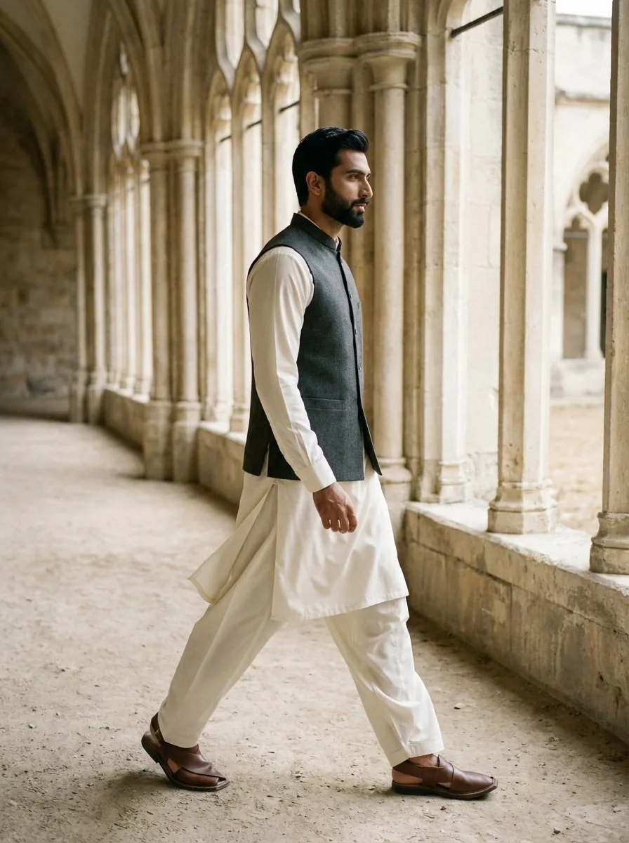 Look 02, an ivory shalwar kameez