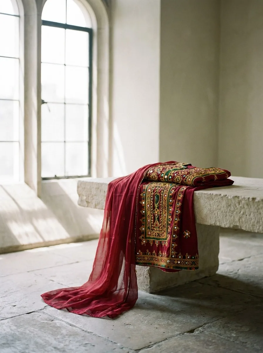 Look 06, a folded dress at rest